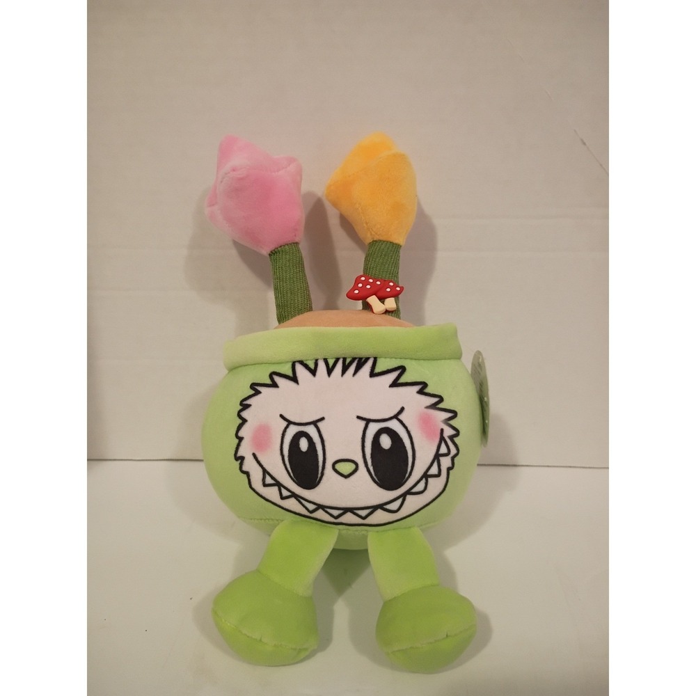 Yuan Yuan Plush Monster Plant in Green Pot Pink Orange Flowers‎ Stuffed Toy NWT